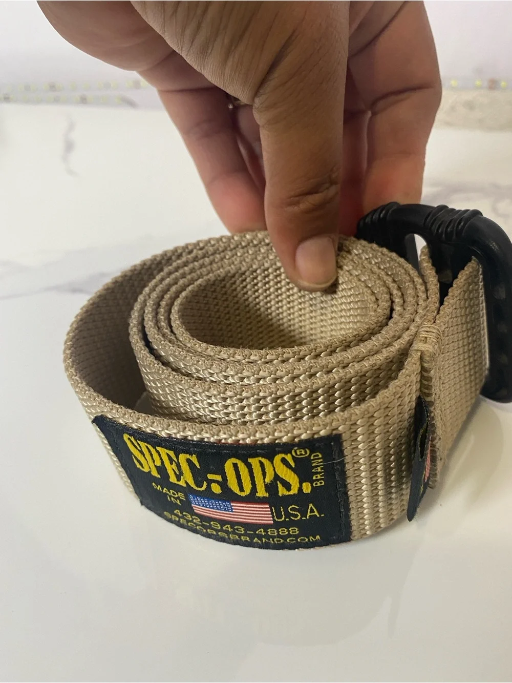 Spec-Ops Brand Belt Men Tan Nylon Tactical Web Duty Belt Military USA 42-44